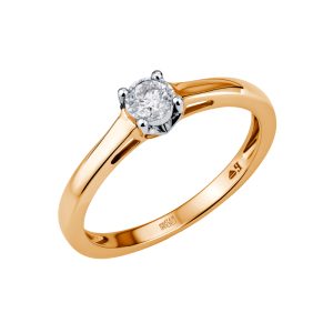 Кольцо из красного золота 585 с бриллиантами, ср. вес 2,1г