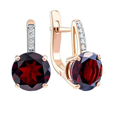 Серьги из красного золота 585 с гранатами, ср. вес 3,11г