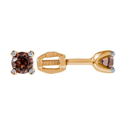 Серьги из красного золота 585 с раухтопазами, ср. вес 0,75г
