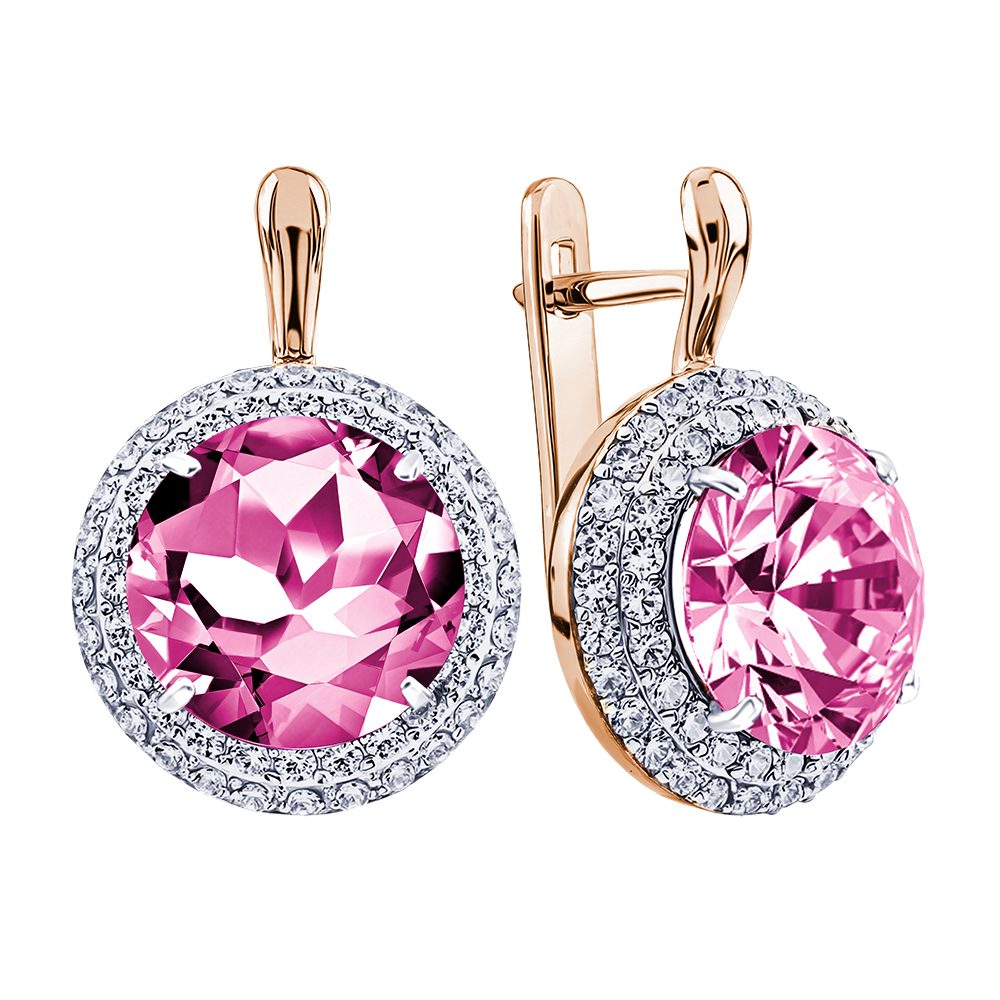 Серьги из красного золота 585 с топазами, ср. вес 6,2г
