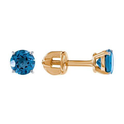 Серьги из красного золота 585 с лондон топазами (облагорож.), ср. вес 0,98г