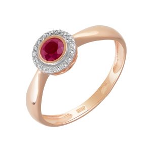 Кольцо из красного золота 585 с рубином, ср. вес 1,92г