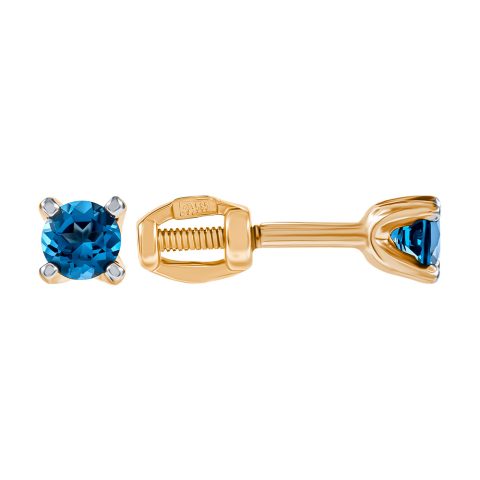 Серьги из красного золота 585 с лондон топазами (облагорож.), ср. вес 0,76г
