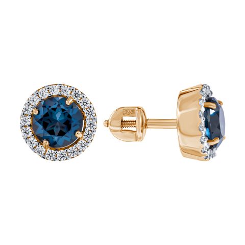 Серьги из красного золота 585 с лондон топазами (облагорож.), ср. вес 2,5г