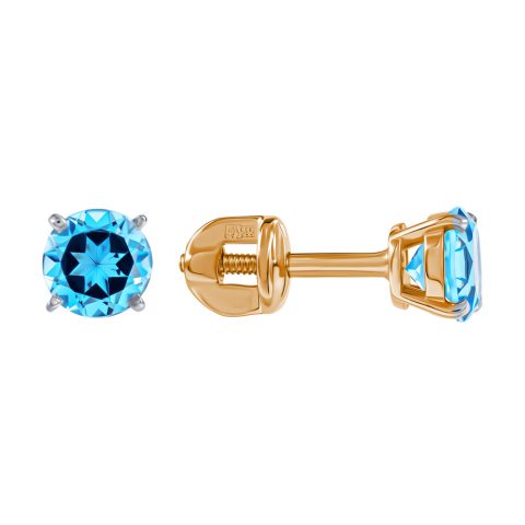Серьги из красного золота 585 с топазами, ср. вес 1,01г