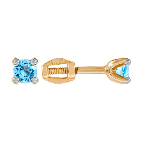 Серьги из красного золота 585 с топазами, ср. вес 0,76г
