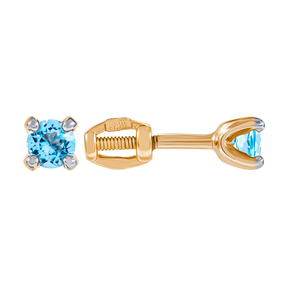 Серьги из красного золота 585 с топазами, ср. вес 0,76г