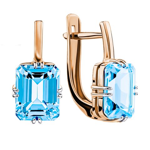 Серьги из красного золота 585 с топазами, ср. вес 3,36г