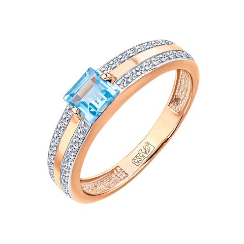 Кольцо из красного золота 585 с топазом, ср. вес 2,05г