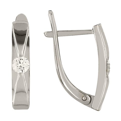 Серьги из белого золота 585 с бриллиантом, ср. вес 3,75г