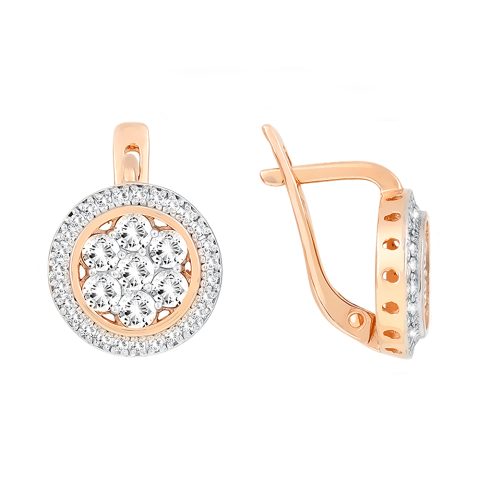 Серьги из красного золота 585 с бриллиантом, ср. вес 3,76г