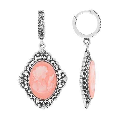 Серьги из серебра 925 с карбоном и фианитом, ср. вес 5,15г