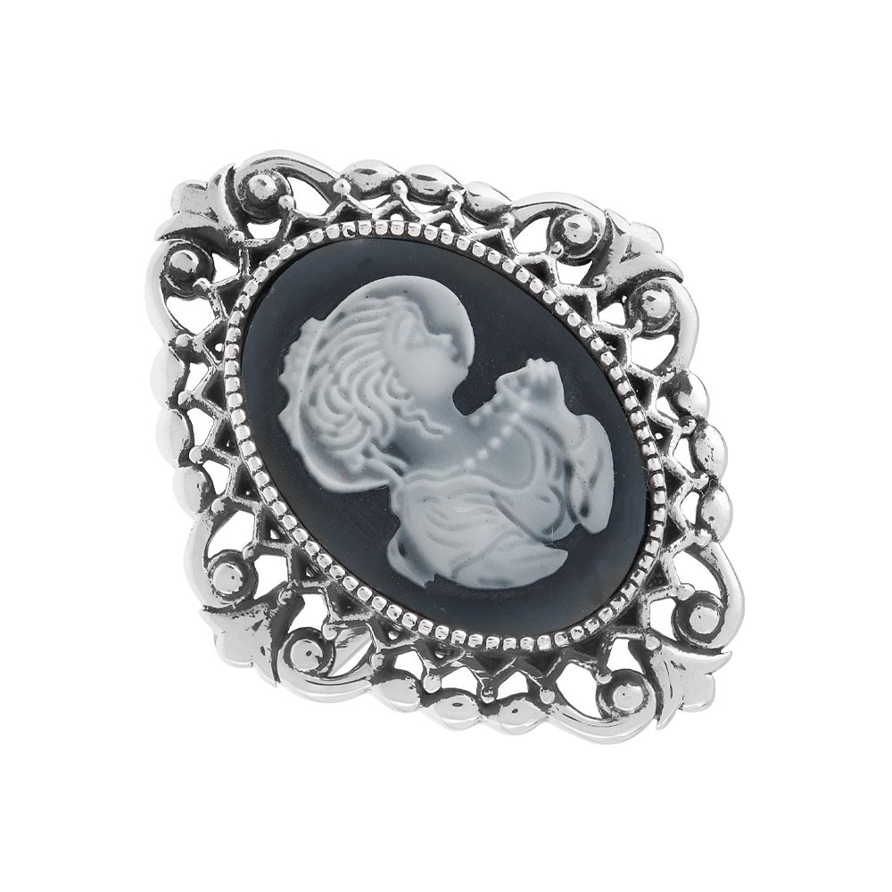 Кольцо из серебра 925 с карбоном, ср. вес 6,43г