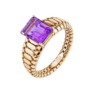 Кольцо из красного золота 585 с аметистом, ср. вес 3,83г