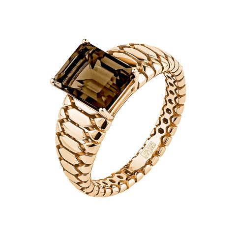 Кольцо из красного золота 585 с раухтопазом, ср. вес 3,95г