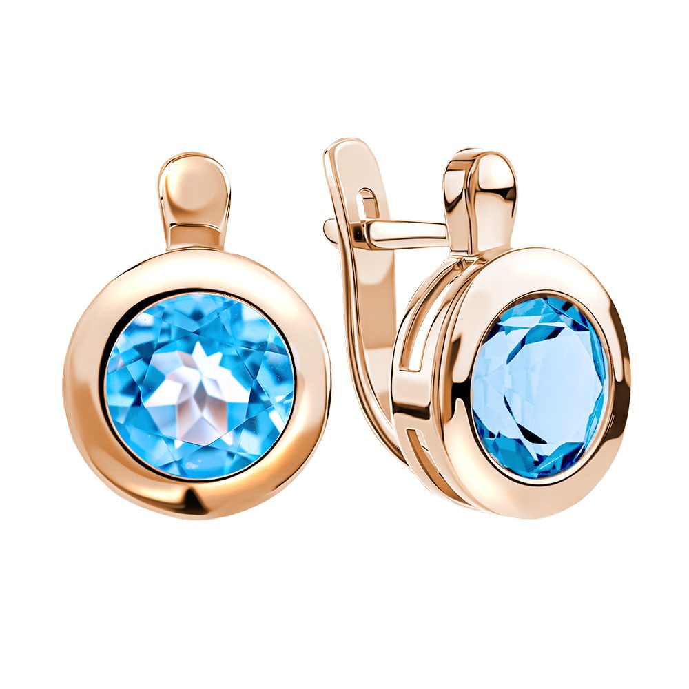 Серьги из красного золота 585 с топазами, ср. вес 3,8г