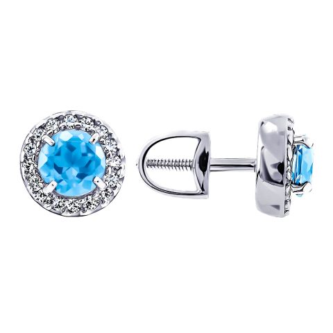 Серьги из белого золота 585 с топазами, ср. вес 1,66г