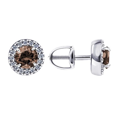 Серьги из белого золота 585 с раухтопазами, ср. вес 1,6г