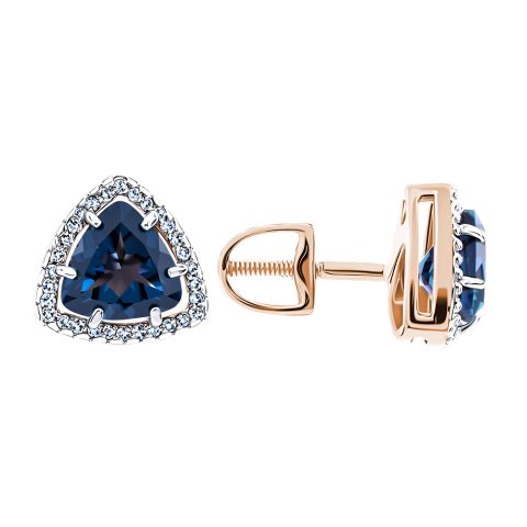 Серьги из красного золота 585 с лондон топазами (облагорож.), ср. вес 1,99г
