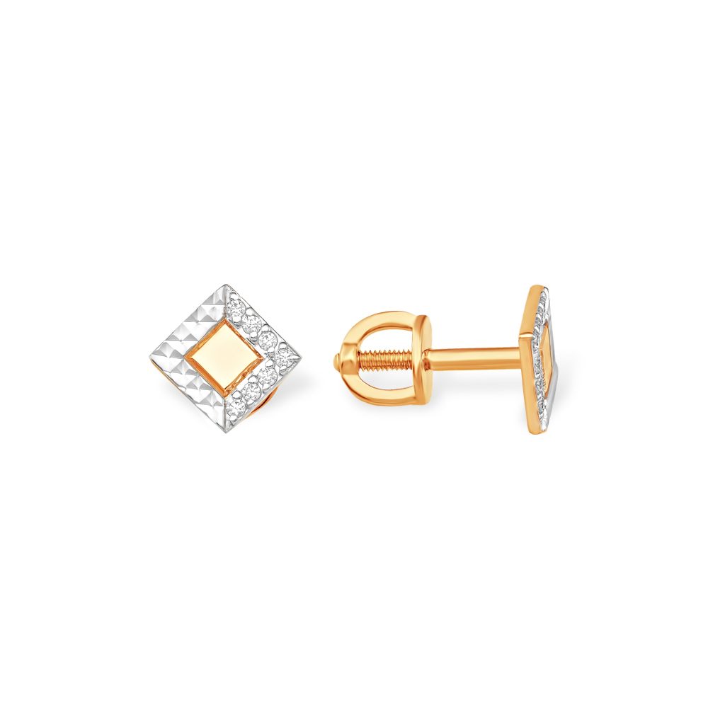 Серьги из красного золота 585 с фианитами, ср. вес 1,36г
