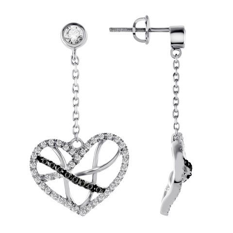 Серьги из серебра 925 с фианитом, ср. вес 4,83г