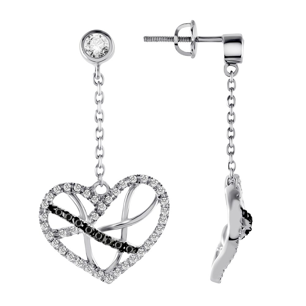 Серьги из серебра 925 с фианитом, ср. вес 4,83г