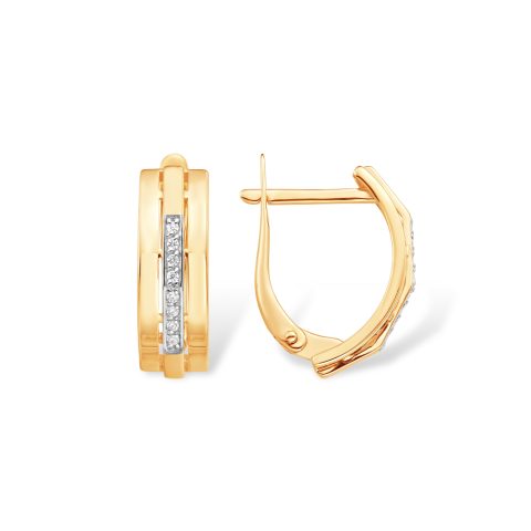Серьги из красного золота 585 с фианитами, ср. вес 3,2г