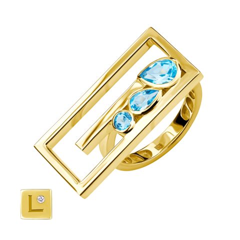 Кольцо из жёлтого золота 585 с топазами, ср. вес 4,35г