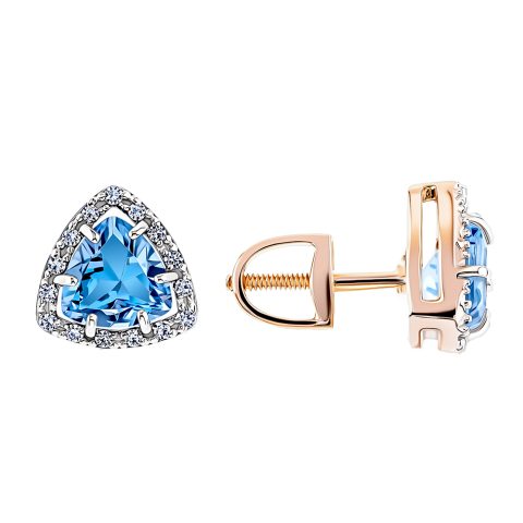 Серьги из красного золота 585 с топазами, ср. вес 2г