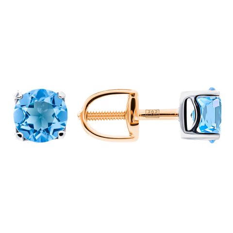 Серьги из красного золота 585 с топазами, ср. вес 1,07г