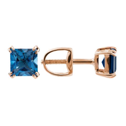 Серьги из красного золота 585 с лондон топазами (облагорож.), ср. вес 1,02г