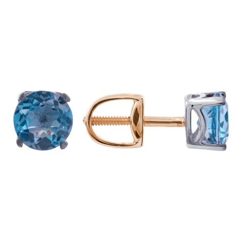 Серьги из красного золота 585 с лондон топазами (облагорож.), ср. вес 1,06г