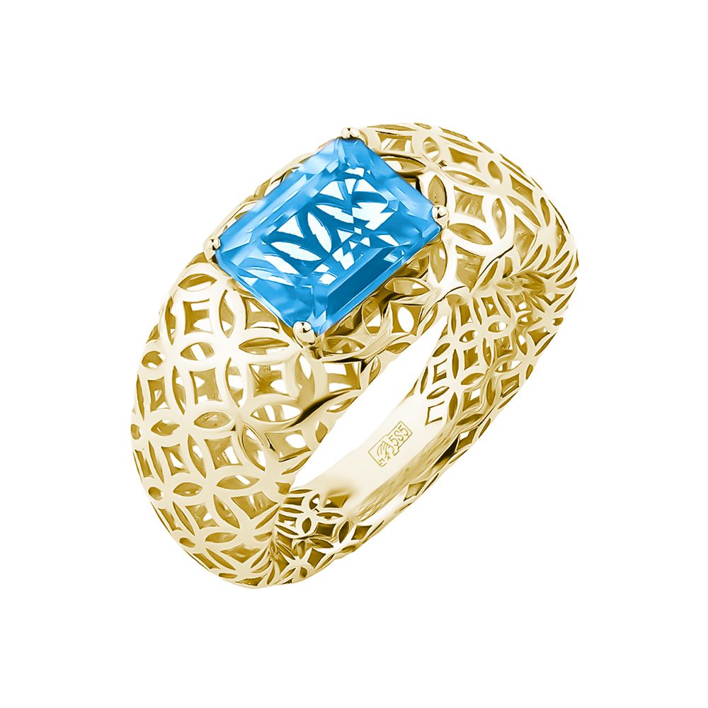Кольцо из жёлтого золота 585 с топазом, ср. вес 3,93г