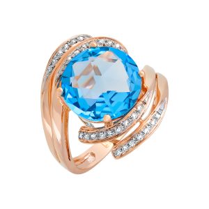 Кольцо из красного золота 585 с топазом, ср. вес 4,85г