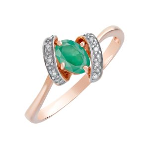 Кольцо из красного золота 585 с изумрудом, ср. вес 1,7г