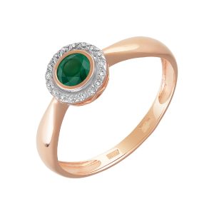 Кольцо из красного золота 585 с изумрудом, ср. вес 1,84г