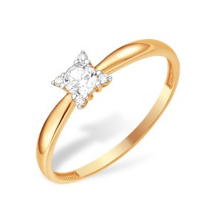 Кольцо из красного золота 585 с фианитами, ср. вес 1,31г