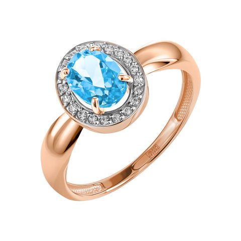 Кольцо из красного золота 585 с топазом, ср. вес 1,94г