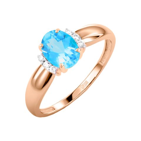 Кольцо из красного золота 585 с топазом, ср. вес 1,8г