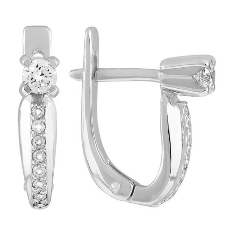 Серьги из белого золота 585 с бриллиантом, ср. вес 2,62г