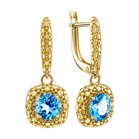 Серьги из жёлтого золота 585 с топазами, ср. вес 4г