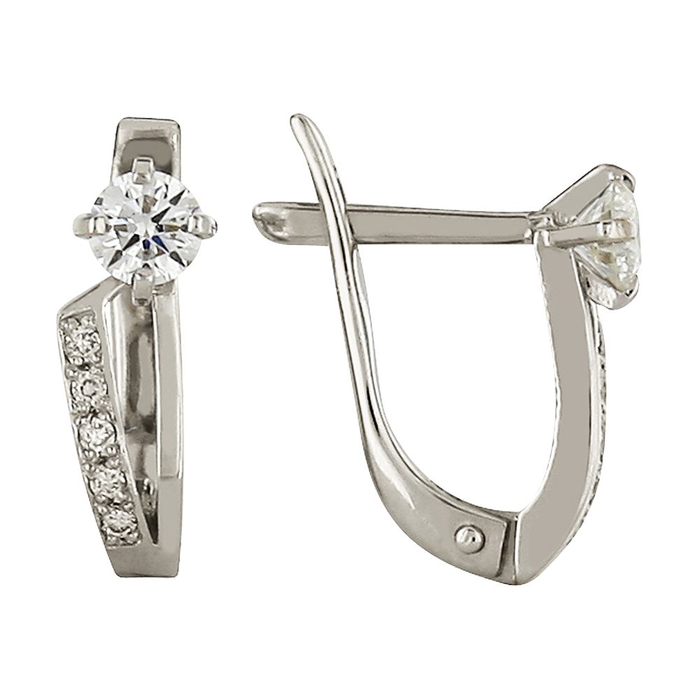 Серьги из серебра 925 с фианитом, ср. вес 1,69г