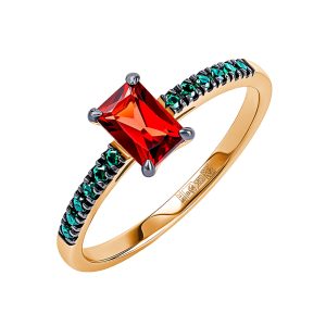 Кольцо из красного золота 585 с гранатом, ср. вес 1,97г