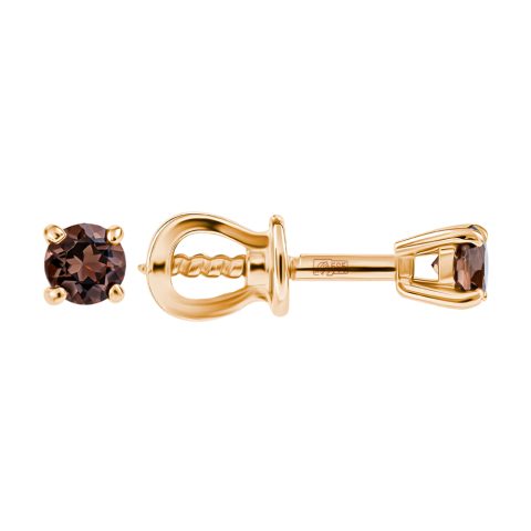 Серьги из красного золота 585 с раухтопазами, ср. вес 1,11г