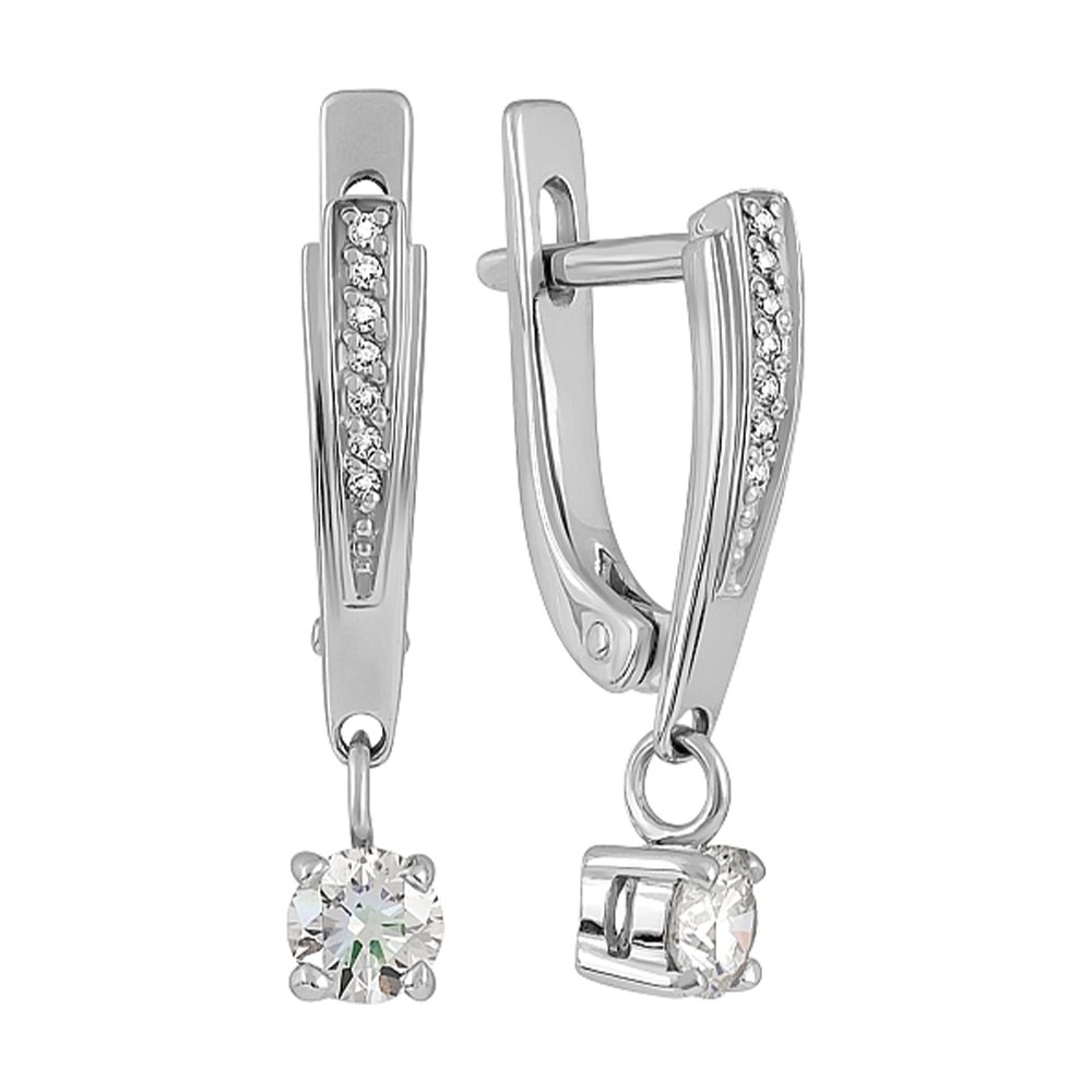 Серьги из белого золота 585 с бриллиантами, ср. вес 2,58г