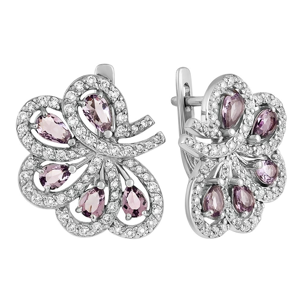 Серьги из серебра 925 с алпанитами, ср. вес 6,83г