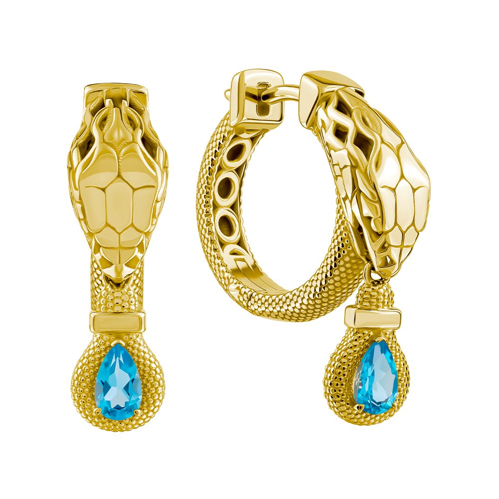 Серьги из жёлтого золота 585 с топазами, ср. вес 8,16г