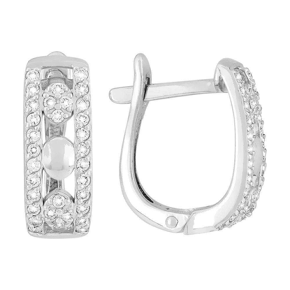 Серьги из белого золота 585 с бриллиантом, ср. вес 2,15г