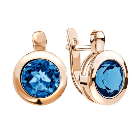 Серьги из красного золота 585 с лондон топазами (облагорож.), ср. вес 3,68г