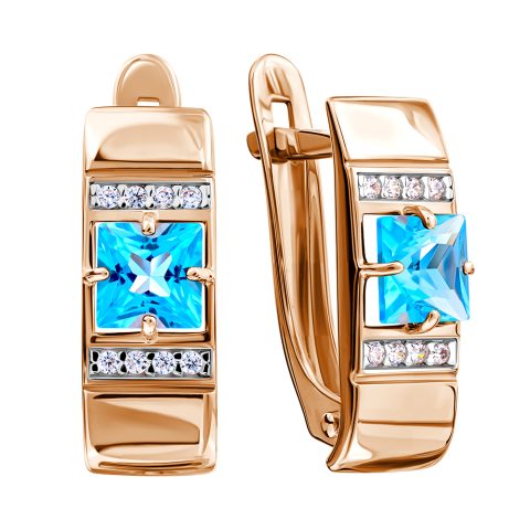Серьги из красного золота 585 с топазами, ср. вес 2,15г